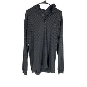 Men's Nike Dri Fit Long Sleeve Black Striped Golf Polo Size Large